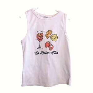 Better Together Summer Travel Vacation La Dolce Vita Crop Top Tank‎ White Small